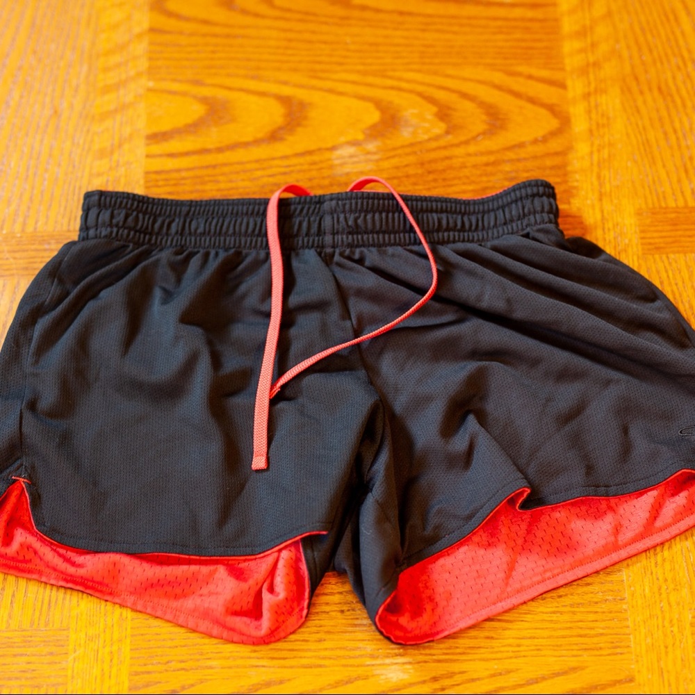 Reversible Black and Red Athletic Shorts